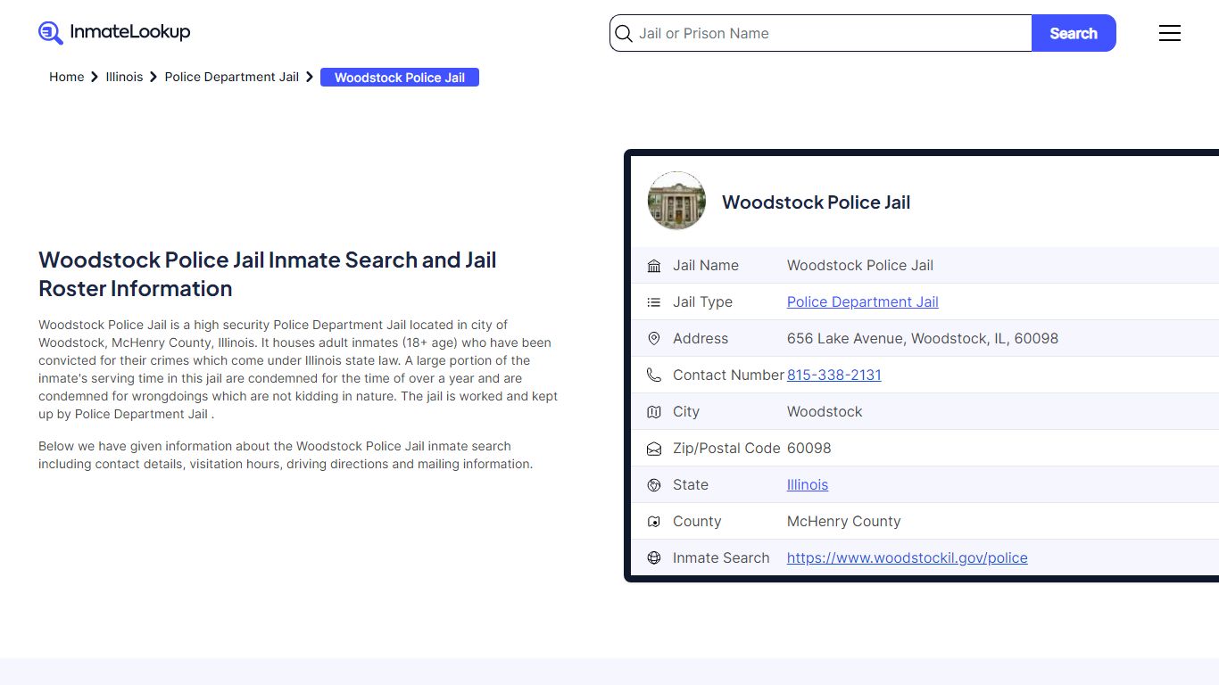 Woodstock Police Jail (IL) Inmate Search Illinois - Inmate Lookup